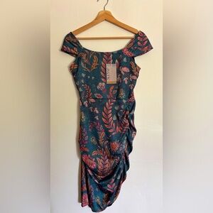 Averie Halley Ruched Floral Midi Dress Size Small